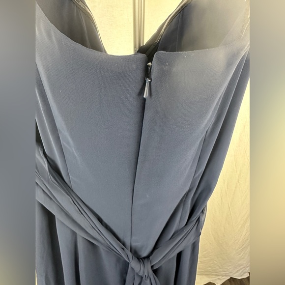 Social Bridesmaids Navy Strapless V-Neck Chiffon Trumpet Gown Size 4 NWT - Picture 12 of 14